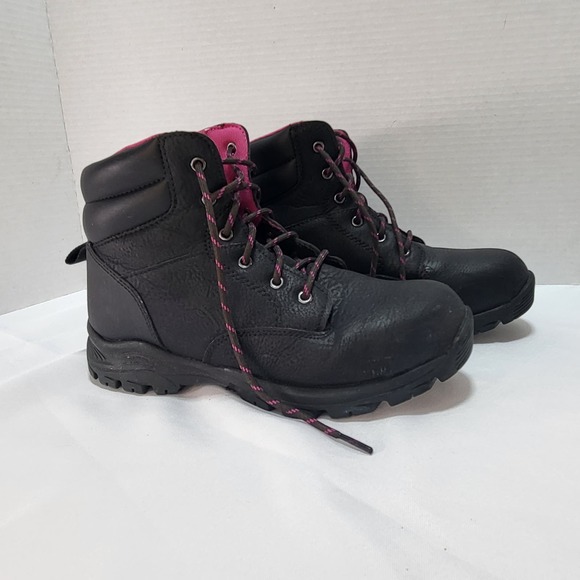 Brahma Women's Bevel Steel Toe Safety Work Boots Black w Pink Size 8.5 - Picture 3 of 13
